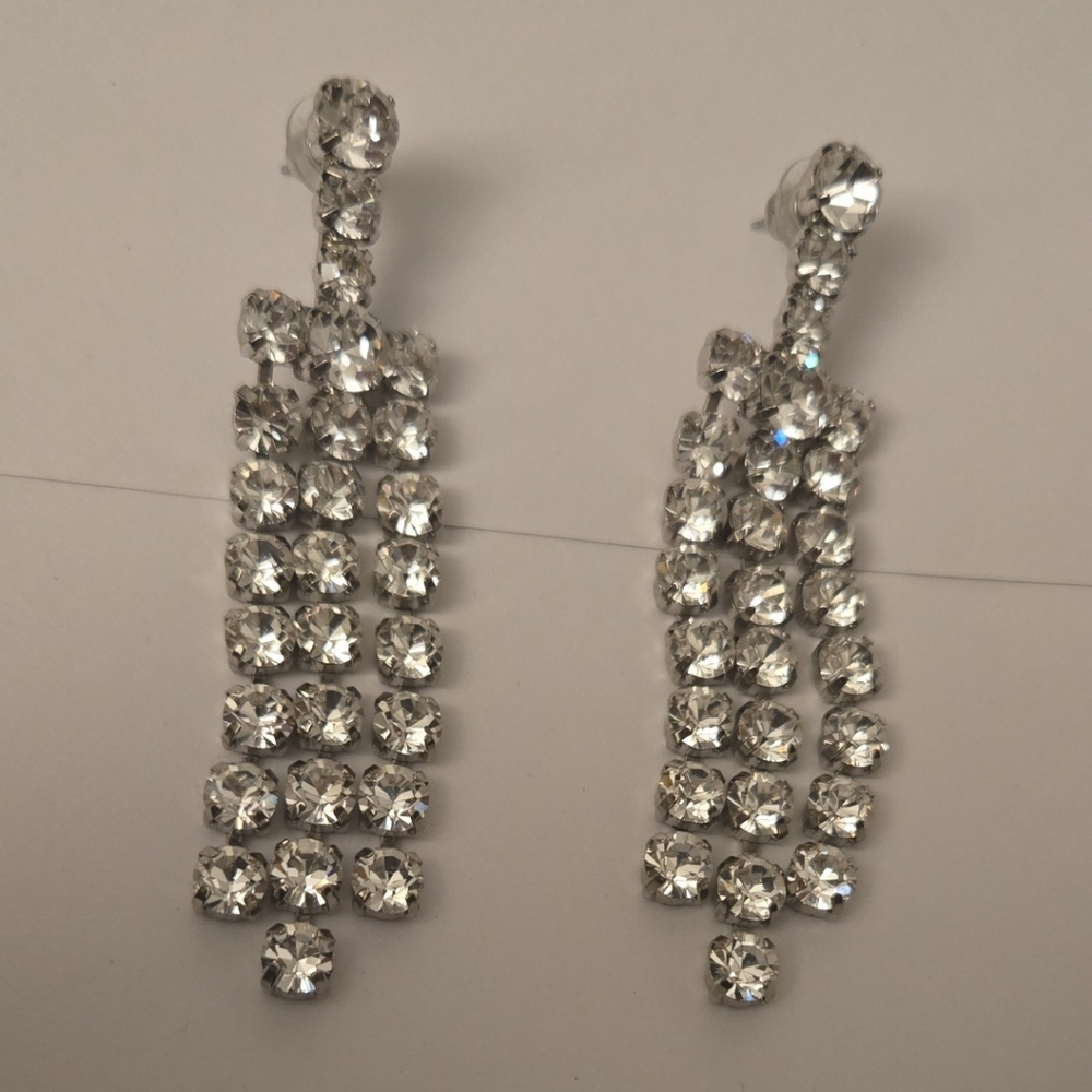 Dannijo Elegant Silver Crystal Drop Earrings